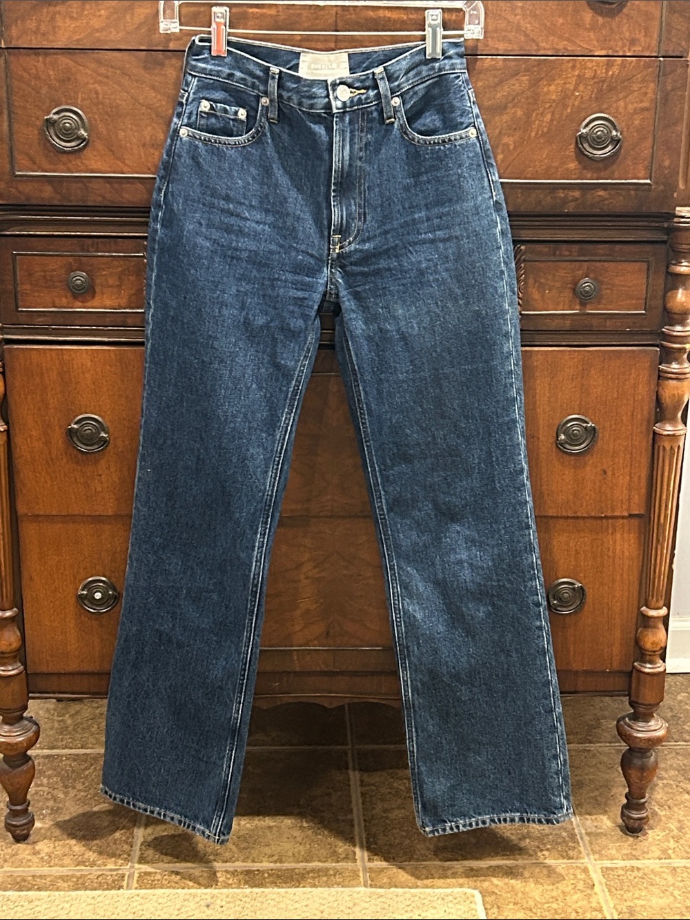 Everlane The Cheeky Straight Women's Jeans in Dark Blue Denim Size 23 R